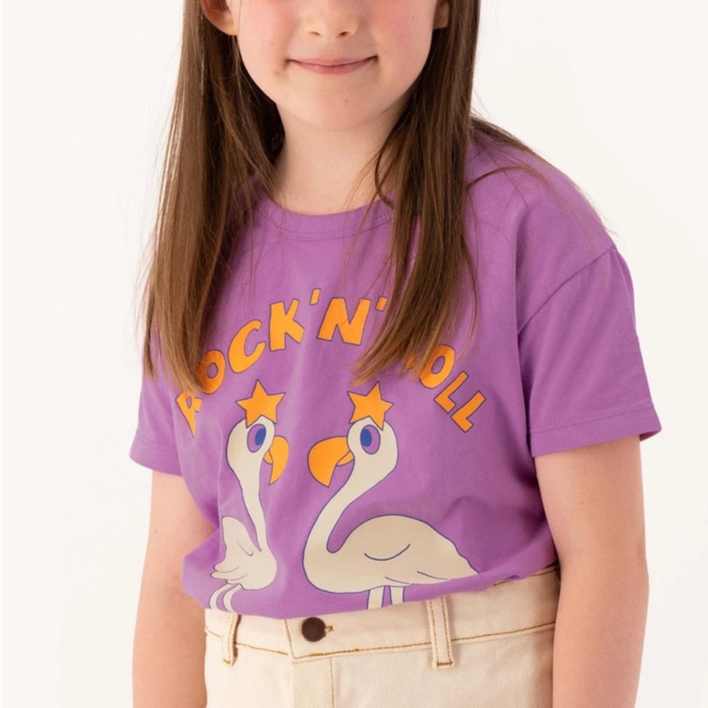 Tiny Cotton Look Alike Vibrant Pastel Flamingo Short Sleeve Tee, NWOT